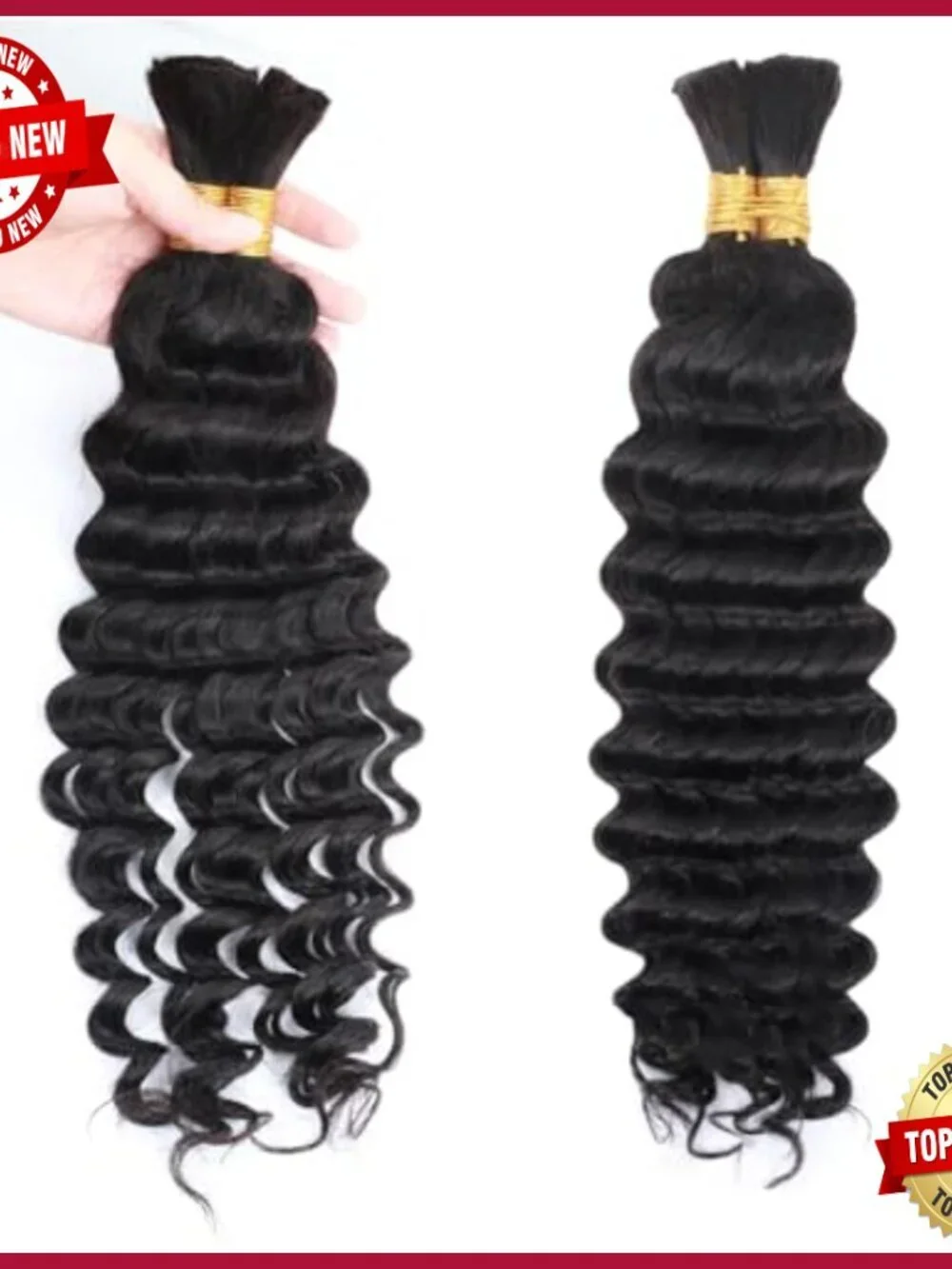 Deep Wave Human Hair Extensions 20 Inch 100g Bundle for Braiding